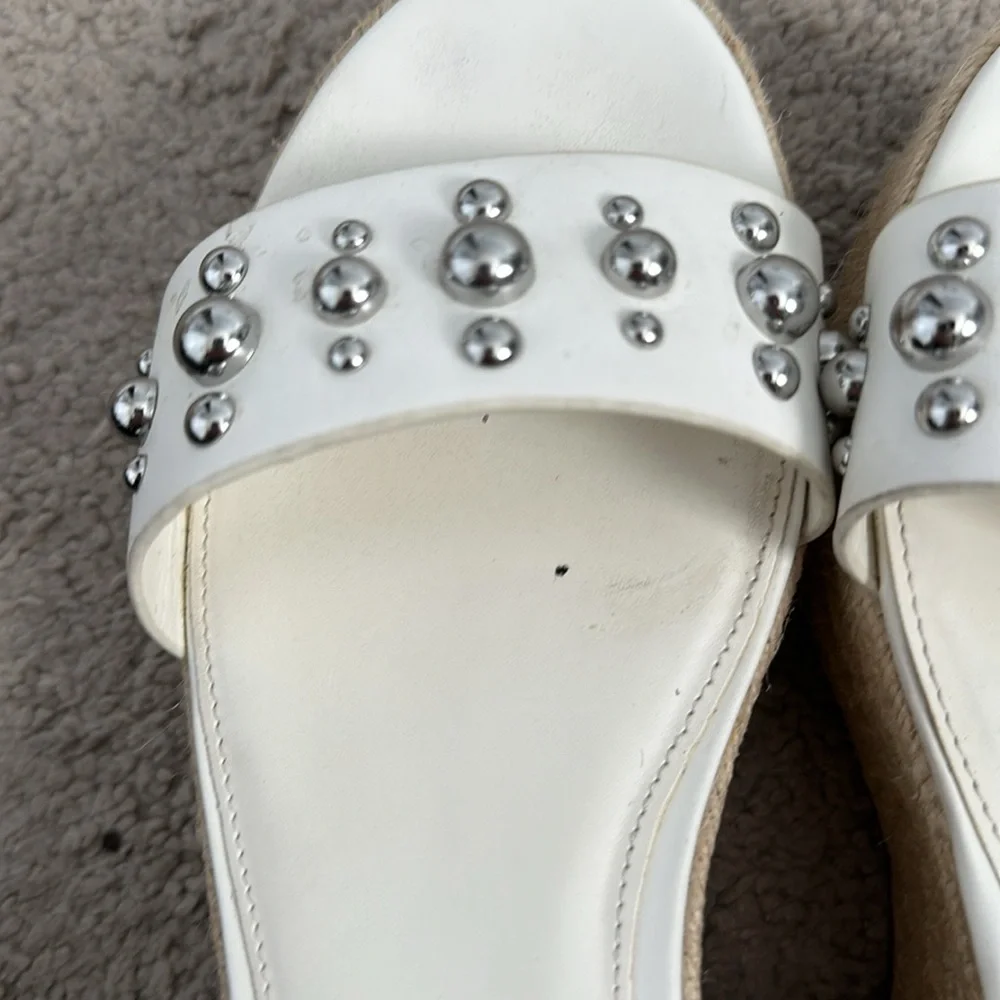 Marc Fisher white studded scrappy sandals